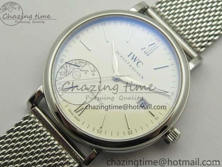 MIROTIME 0414 Portofino Automatic SS MKF 1:1 Best Edition White Dial On SS Mesh Bracelet A2892 V TechFriendly 7205